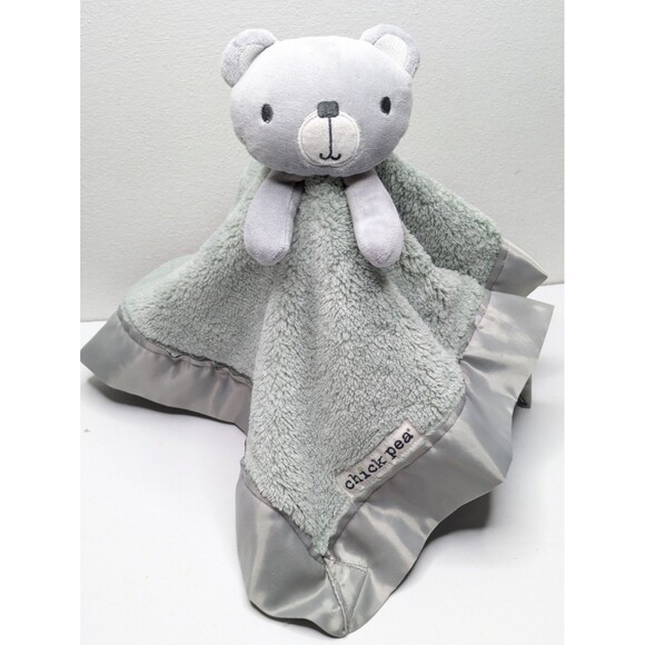 🍁 3/$20 Chick Pea Bear Sage Green Baby Security Blanket Lovey Satin Trim - Picture 1 of 7